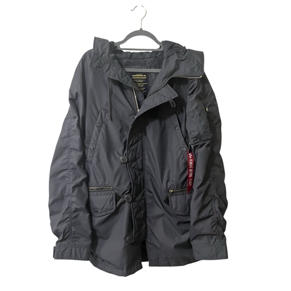 Alpha Industries Navy Blue Lightweight Military Nylon Parka Size Medium - Picture 1 of 11